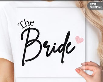 Camiseta de despedida de soltera con diseño de transferencia DTF para novia / Estampado elegante para bodas mediante termotransferencia