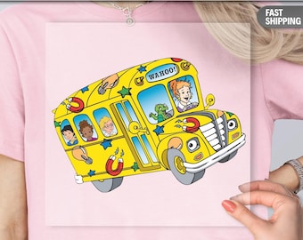 Autobús escolar divertido con diseño de transferencia DTF / Diseño adorable para maestra de aula / Estampado colorido para la vuelta al cole