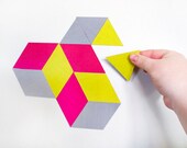 geoscape magnetic wall art - hot pink, yellow, grey OR custom made in your colours