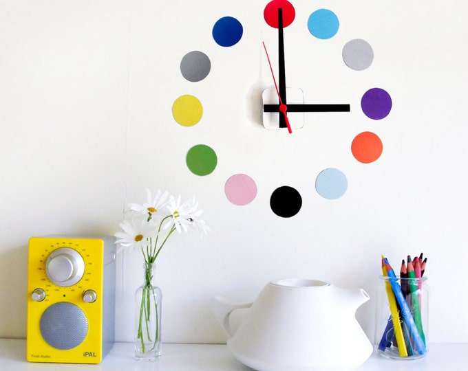 Restickable Wall Clock. 'dots' Design Custom Colours Etsy