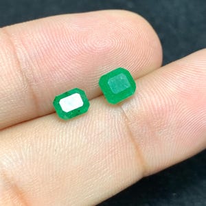 Emerald Cut Emerald Gemstone (1.05 & 0.60 Ct) - Swat Mine, Pakistan