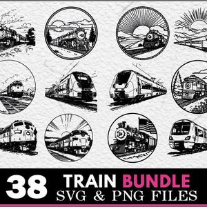 Vintage Train SVG Bundle: Locomotive Clipart, Cricut Cut File (Digital Download)