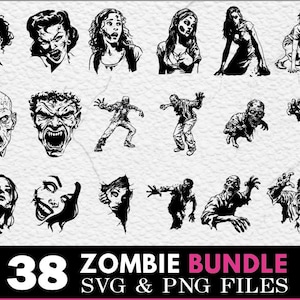 Zombie SVG-bundel: ondode silhouetten, horror clipart (digitale download