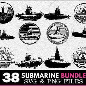Submarine SVG PNG Bundle: Nautical Clipart, Cricut Cut Files (Digital Download