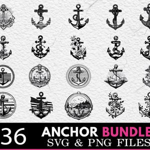 Nautische Anker SVG Bundle, Marine Clipart (PNG, Vektor)