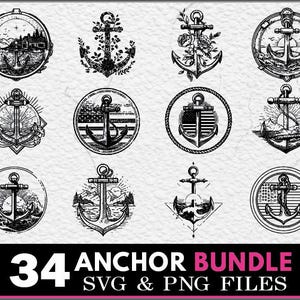 Anker SVG Bundle: Marine Clipart, Cricut Schnitt Dateien (Digitaler Download