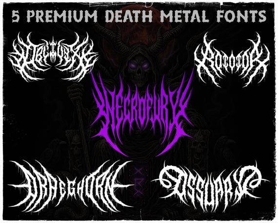 5 Death Metal Fonts Bundle OTF TTF WOFF | Gothic Horror Typeface Pack for Band Logos & Merch Design