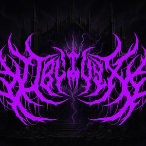 Pode incluir: Ilustração digital com a palavra "STALCURSE" em uma fonte gótica estilizada, em roxo brilhante. O fundo é uma cena escura e ominosa com uma silhueta de castelo, raios e um primeiro plano cheio de caveiras.