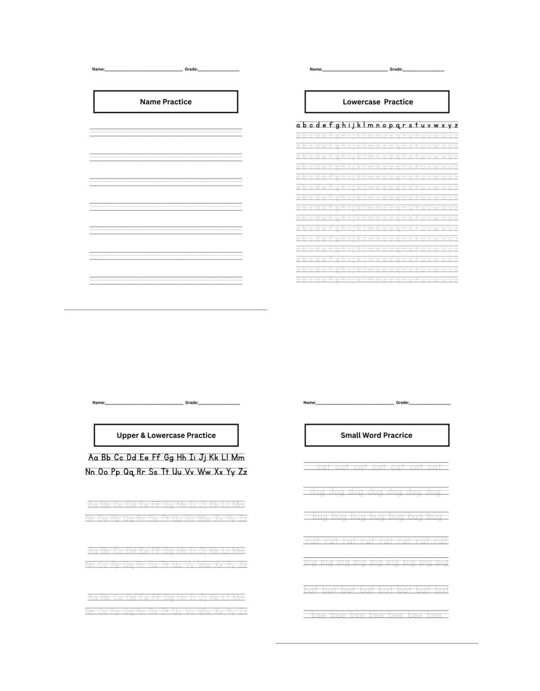 Handwriting Practice Bundle | Printable Worksheets for Kids - Etsy