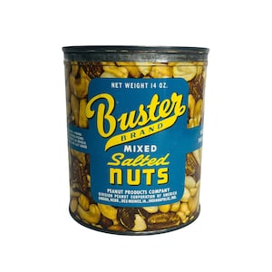 1950’s “Buster Brand Mixed Salted Nuts” Tin *empty* | Vintage Advertising, Pantry
