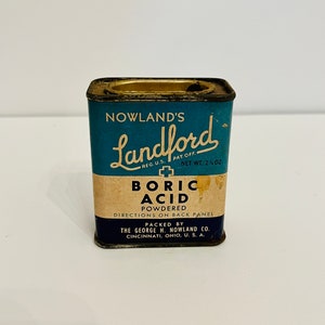 Vintage Nowland’s Landford Boric Acid Tin (Full) | Vintage advertising