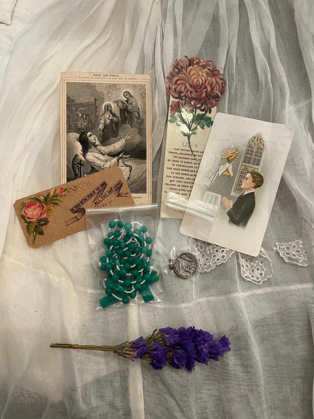 Vintage Religious Ephemera Rosary Bookmark Paper and Etsy