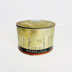 Vintage Richard Hudnut Marvelous Dusting Powder Tin | Empty Retro Makeup Packaging, Vintage Vanity Collectible
