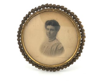 Antique Edwardian Portrait Photograph, Ornate Rose Easel Frame, Early 1900s Cabinet Photo