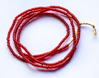 Victorian Red Glass Bead Trim Red beads on a strand 1 yard