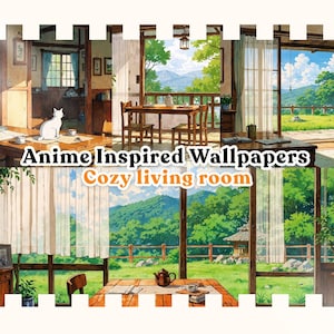 Anime inspired cozy living room desktop/iPad/Tablet wallpapers | 10 Designs