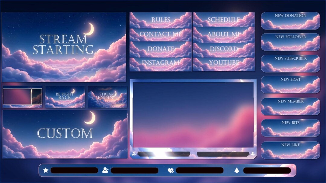 Animated Crescent Moon Twitch Overlay: Starry Sky Stream Package - Etsy ...