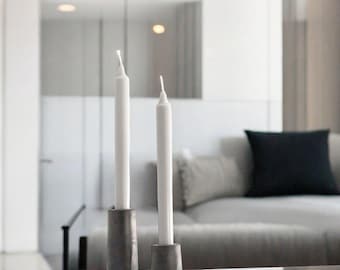 Stabkerzenhalter STELLA 2er Set – Kerzenhalter aus Beton für Stabkerzen – Moderne Tischdeko Handgemacht in Deutschland
