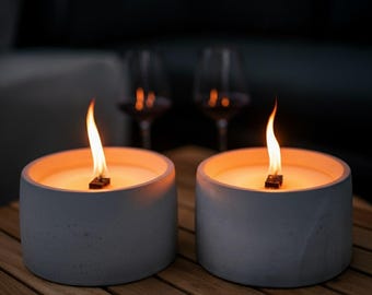 Dauerfeuer 2er Set – Feuerschale Beton für Garten Terrasse Balkon – Outdoor Feuer Handgemacht in Deutschland