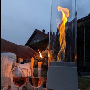 LUCEO Outdoor freestanding fire – Ethanol fireplace, table fireplace made of concrete – Fire handmade in Germany image 10