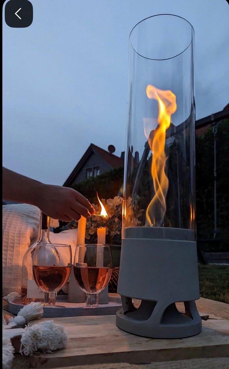 LUCEO Outdoor freestanding fire – Ethanol fireplace, table fireplace made of concrete – Fire handmade in Germany image 10
