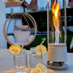 LUCEO Outdoor freestanding fire – Ethanol fireplace, table fireplace made of concrete – Fire handmade in Germany image 2