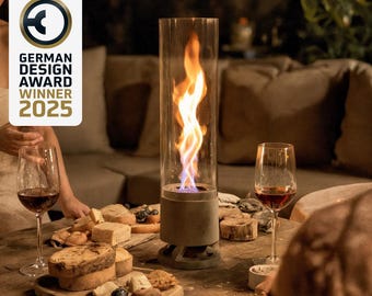 Standfeuer LUCEO Outdoor– Ethanolkamin Tischkamin Tischfeuer aus Beton – Feuer Handgemacht in Deutschland