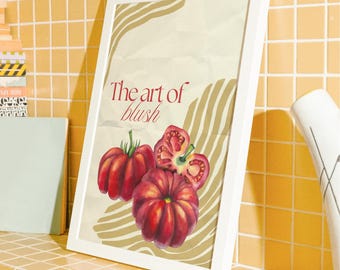 Rustic Tomato Kitchen Poster | Farmhouse Food Illustration (PNG & PDF)