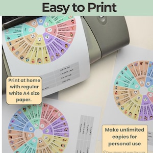Kids Emotion Wheel Printable | Emotions Chart for Classroom or Therapy