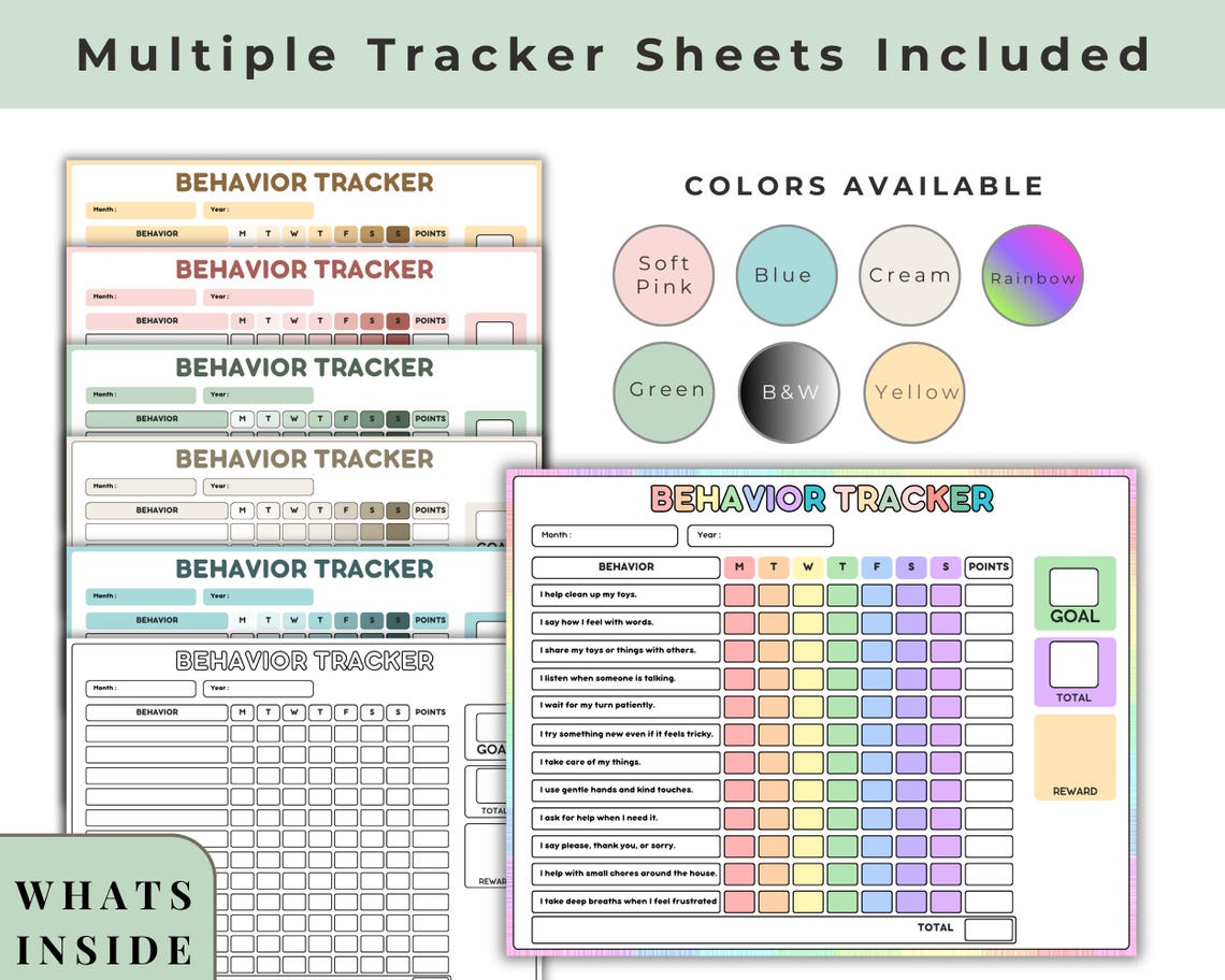 Printable Behavior Tracker for Kids | Behavior Reward Chart | Positive ...