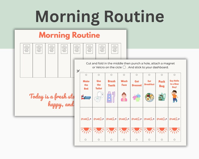 Editable Routine Flip Chart for Kids, Daily Chore Chart, Morning ...