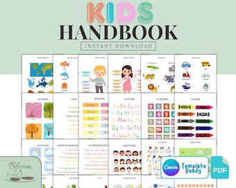Printable Kids Handbook | Fun Learning Guide with Alphabet, Numbers, Shapes, Colors, Animals & Solar System for Kids, Preschool Curriculum