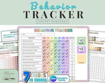 Printable Behavior Tracker for Kids | Behavior Reward Chart | Positive Behavior Chart | Reward Chart | Habit Tracker | Instant Download