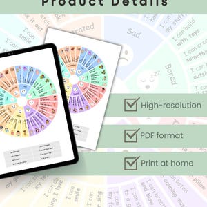Kids Emotion Wheel Printable | Emotions Chart for Classroom or Therapy
