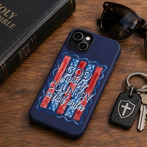 God Family Country Phone Case | Patriotic MagSafe Case | Americana iPhone Case | Christian Phone Cover | USA Flag Phone Case | Samsung Case
