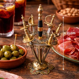 Lot De 13 Brochettes De Cocktail Miniatures Vintage - Laiton - Tolède Espagne (Occasion)