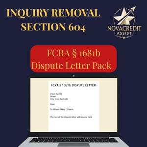 FCRA 604 Inquiry Removal Letter Pack – Dispute Hard Inquiries | DIY Credit Repair | Editable Letters + Freeze Add-On + Tracker