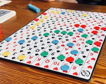 Four Player Sequence Game: 3D Printed Magnetic Board, Jumbo Cards