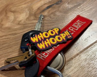 Whoop Whoop!! Keychain | Bold Comic Graffiti Text Charm | Bright Yellow & Magneta | 3D Printed Gift