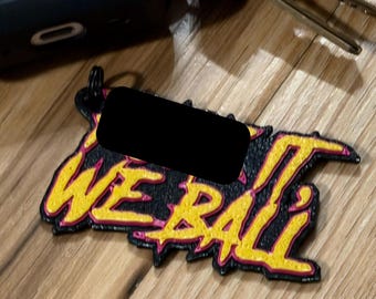 F*ck It We Ball Keychain — Bold Metal Graffiti Text Charm, Yellow & Magenta 3D Printed
