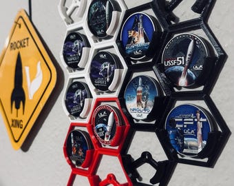 42mm Honeycomb Challenge Coin Wall Display (42mm Coins)