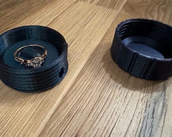 Wedding Ring Case with Hidden AirTag Compartment and Carabiner Hook