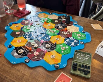 Magnetic Settlers of Catan Strategy Game | 2-6 Custom Player Board Game with Storage Case
