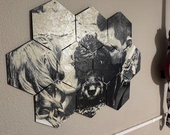 Custom Hexagon Photo Wall Art — Large 3D Printed Honeycomb Mosaic, Personalized Photo Gift, 3ft x 2ft