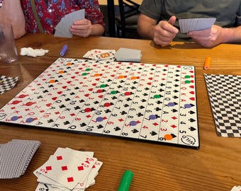 JUMBO Four Player Sequence Game: 3D Printed Magnetic Board, XL Cards