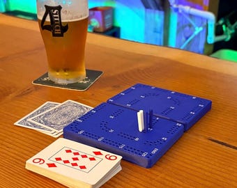 Cribbage On-the-Go! Compact Card Box with Magnetic Clasp, Ready for Game Night & Custom Gifts.