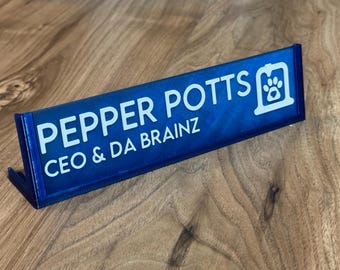 Custom Name Plate with Logo | 3D Printed Desk Sign| Personalized Two-Tone Nameplate | Office & Home Decor