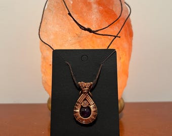 Amethyst Pendant wrapped in Copper wire