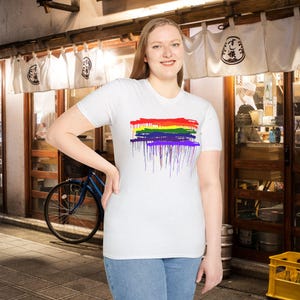 Rainbow Drip Flag Pride Paint Stroke T-Shirt | LGBT Tee