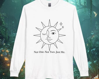 Sun and Moon Duality Design Long Sleeve Tee | Not One Not Two Just Me